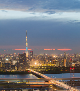 东京城市景观在晚上