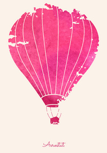 水彩老式热气球。庆祝节日背景与气球。完美的请柬 海报和卡