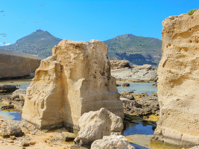 一个视图的西西里岛岛的岩石海岸