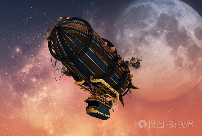 蒸汽朋克飞艇3dcg