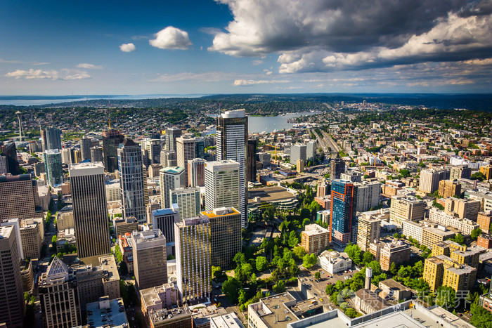市中心的天际线西雅图华盛顿的视图