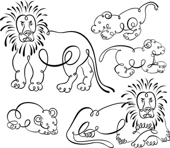 狮子和小狮子仰剪影图片