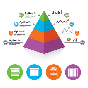 金字塔图表模板。百叶窗图标