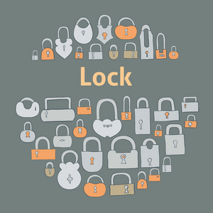 在灰色的背景上的封闭的锁照片