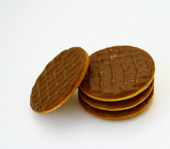 Chocolate cookies sabls,on a white background