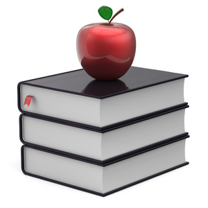 书苹果黑红色指数教科书堆栈教育图标