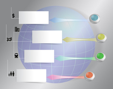 具有彩色箭头 按钮和图标的信息图表设计模板