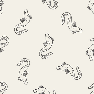 鳗鲡涂鸦无缝图案背景