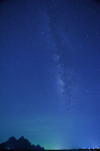 夜晚的天空与银河系恒星对山背景