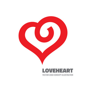 红色的心矢量标志概念插画。心的标志。情人节那天概念标志。矢量标志模板。设计元素