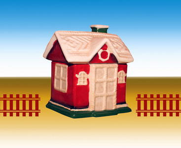 红色栅栏的小房子模型图片
