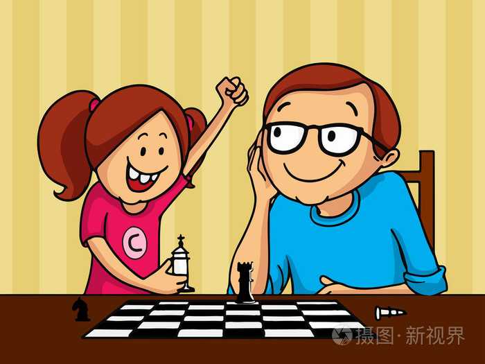 父亲和女儿下棋父亲节