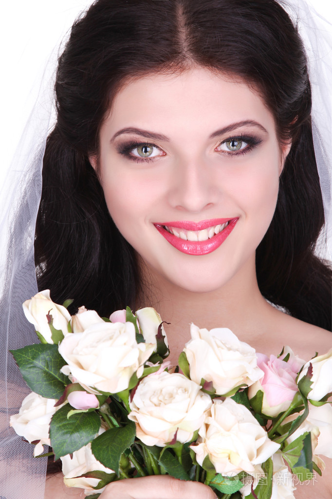 美丽的新娘的特写肖像
