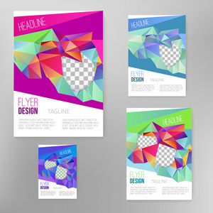 矢量海报封面设计模板与多彩抽象的几何形状，三角背景为您的业务。Eps10