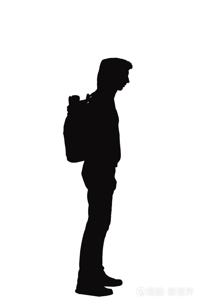 一个白种人商务男人剪影常设双手叉腰全长在白色背景上孤立的工作室