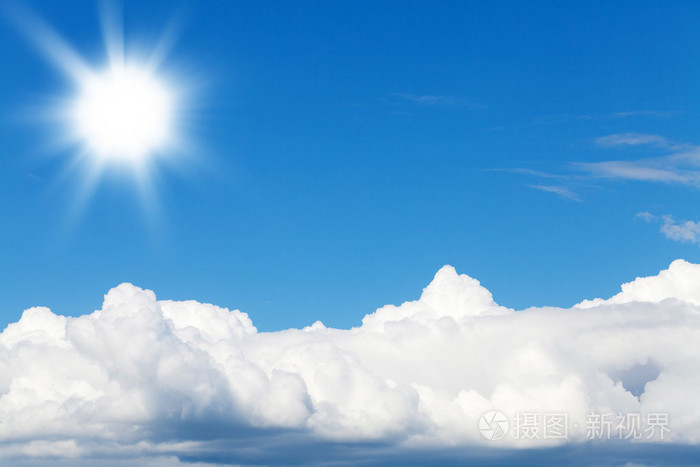 蓝蓝的天空太阳和云