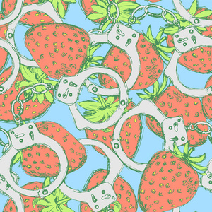 素描与草莓的复古风格