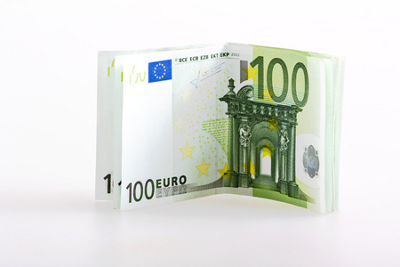 欧元纸币钱百孤立
