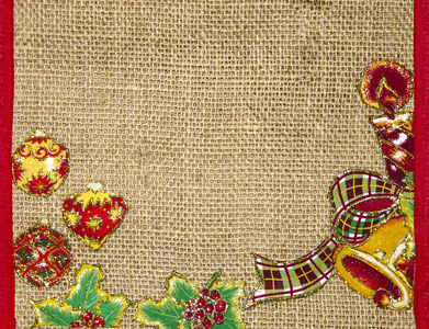 圣诞节背景与球和装饰的织物。