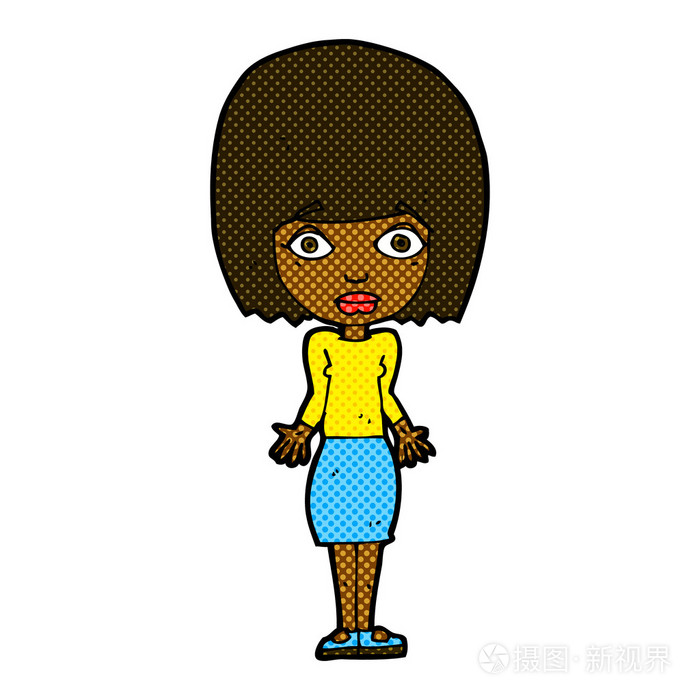 漫画卡通女人耸耸肩膀