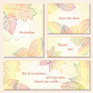 应邀请，保存日期卡与秋天的落叶