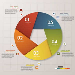 抽象的 5 个步骤 infographis 元素。矢量图