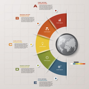 抽象的 5 个步骤 infographis 元素。矢量图