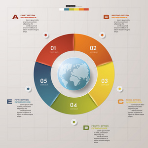 抽象的 5 个步骤 infographis 元素。矢量图