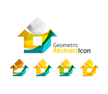 抽象的几何公司徽标回家，房子，建设一套