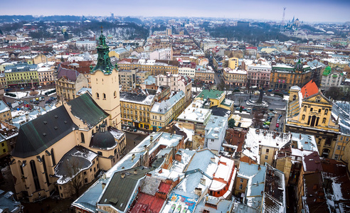 从屋顶的利沃夫视图