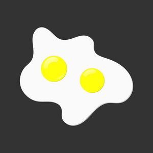 炒鸡蛋，两个黑色背景上。矢量插画