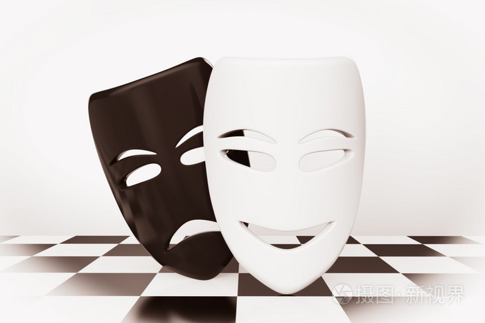悲喜剧戏剧面具悲伤和微笑面具