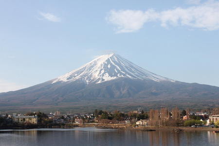 河口湖湖景的富士山