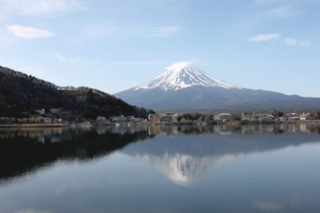 河口湖湖景的富士山