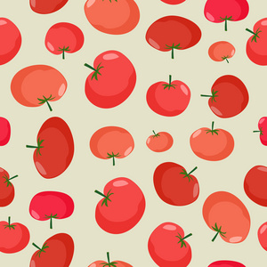 番茄无缝模式。蔬菜矢量背景红番茄