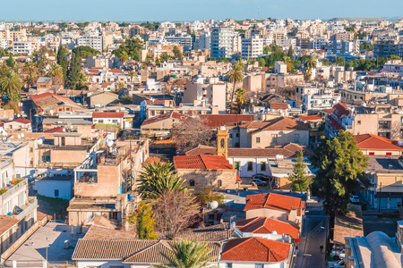尼科西亚南部的鸟瞰图。塞浦路斯