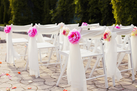 婚礼椅子，时尚的婚礼上，新娘天装饰 豪华，柔焦选择性的装饰