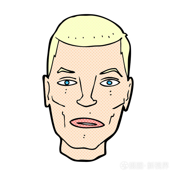 漫画卡通严肃的男性面孔