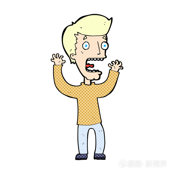 漫画卡通男子惊恐