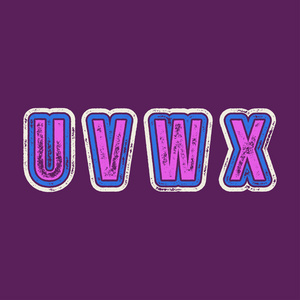 U V W X Grunge 多彩复古型