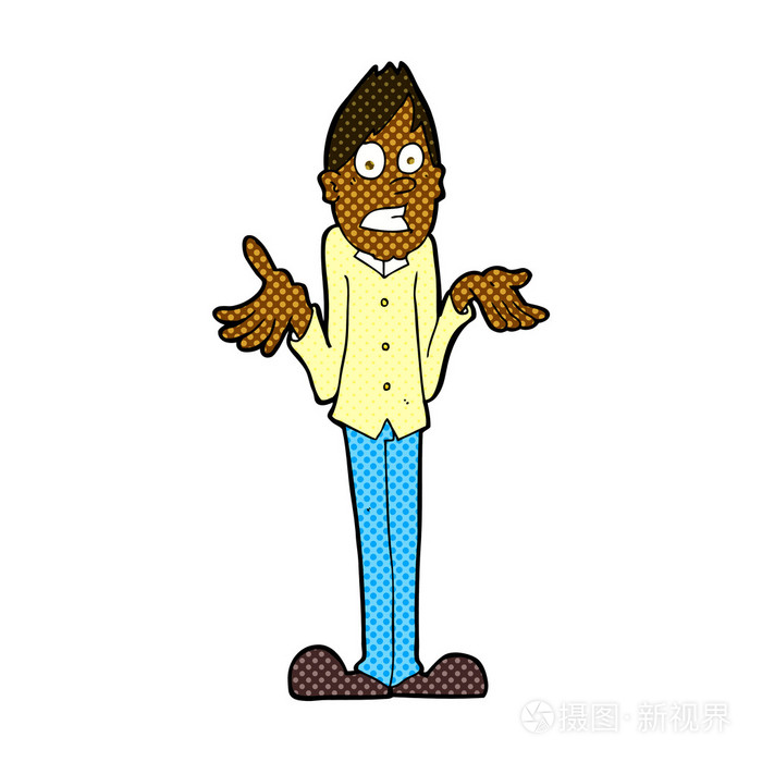 漫画卡通人耸耸肩膀