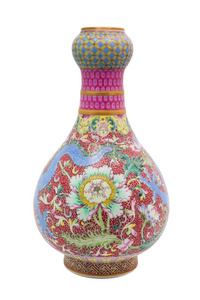 中国古董龙花瓶，博物馆质量