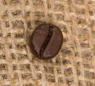 咖啡豆在麻袋上