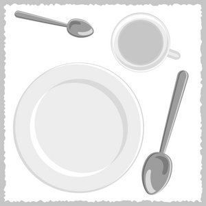 勺子，白板和杯套