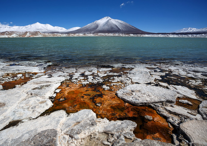 阿根廷和智利的边界上的绿色泻湖 海逸豪园