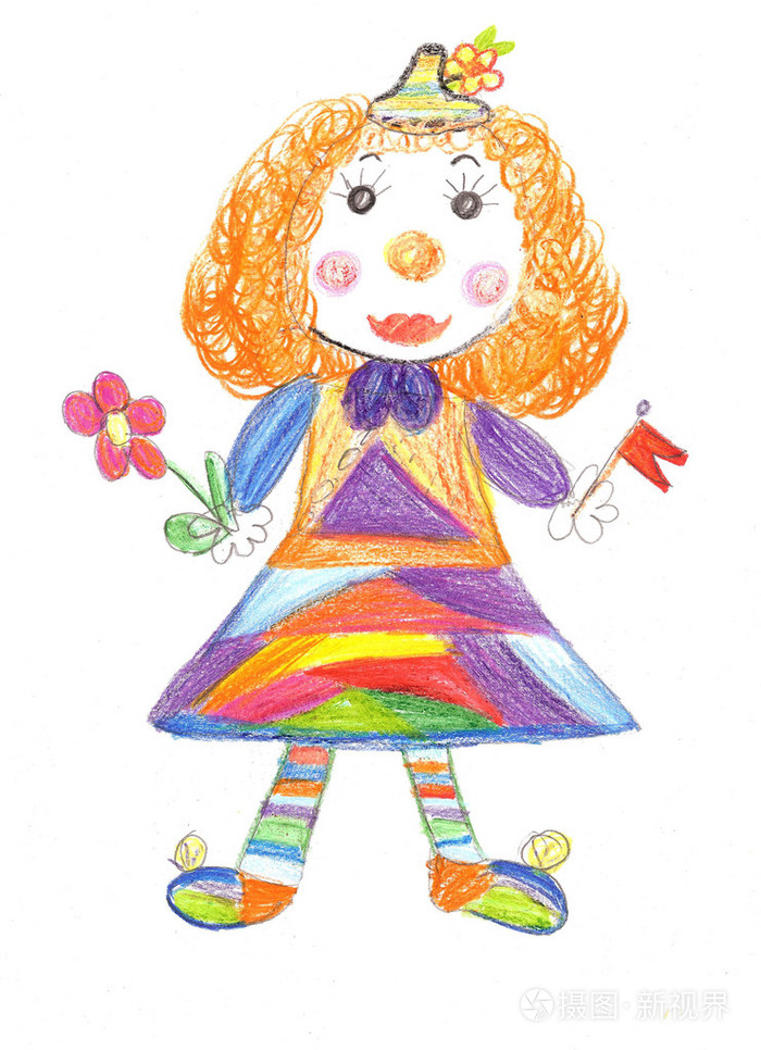 儿童绘画马戏团的小丑