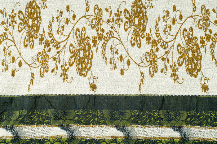 有质感的丝绸布抽象画绿色白色条纹