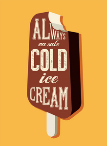 排印老式冰淇淋的海报。复古矢量图