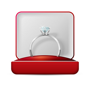 在一个礼品盒上白色的结婚戒指