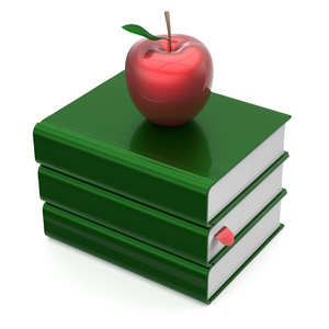 书绿色苹果红的空白书签教科书叠加图标